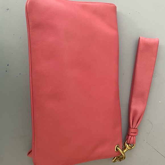 Coach Pink and Gold Wristlet Clutch with Turn-Lock Closure - Picture 3 of 6